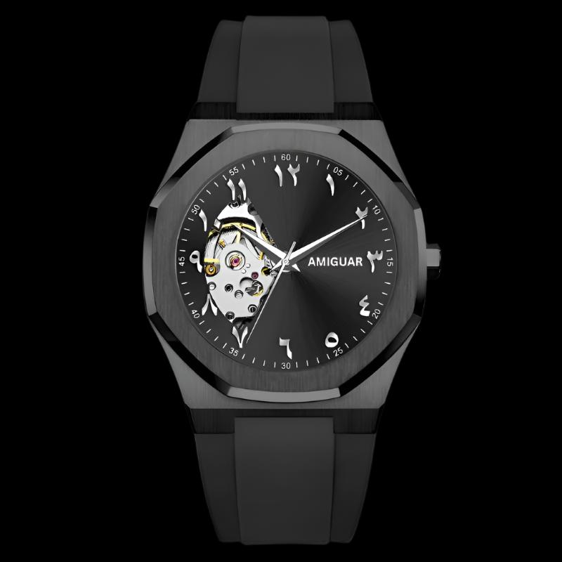 Royal Ascendant Black Silicone Strap Luxury Watch | Amiguar